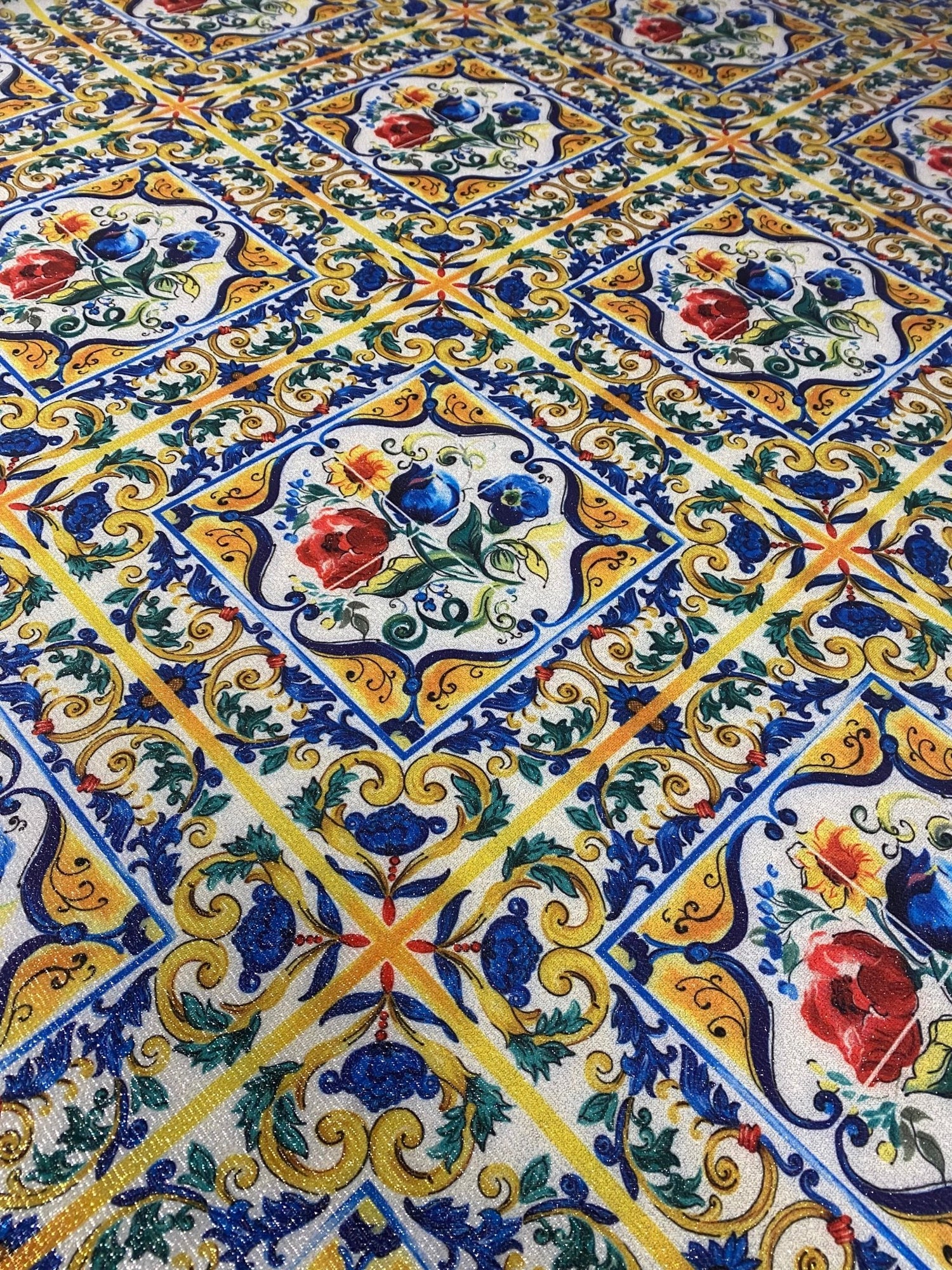 Colorful Ceramic - Inspired Fabric – Vintage Floral Pattern - Whotex Online Fabric Store