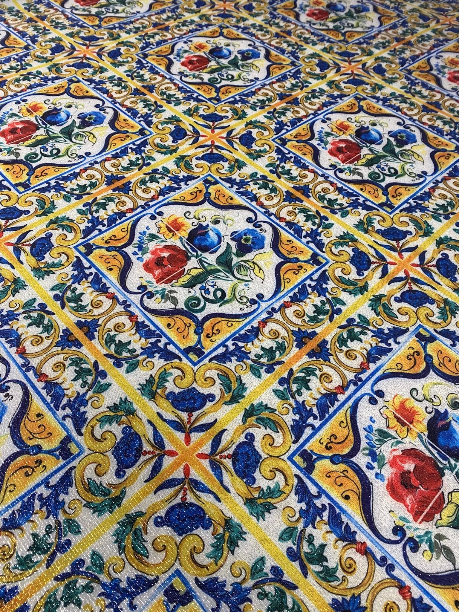 Colorful Ceramic - Inspired Fabric – Vintage Floral Pattern - Whotex Online Fabric Store
