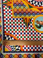 Colorful Chiffon Satin Fabric by the Metre – Mediterranean Geometric Warrior - Whotex Online Fabric Store