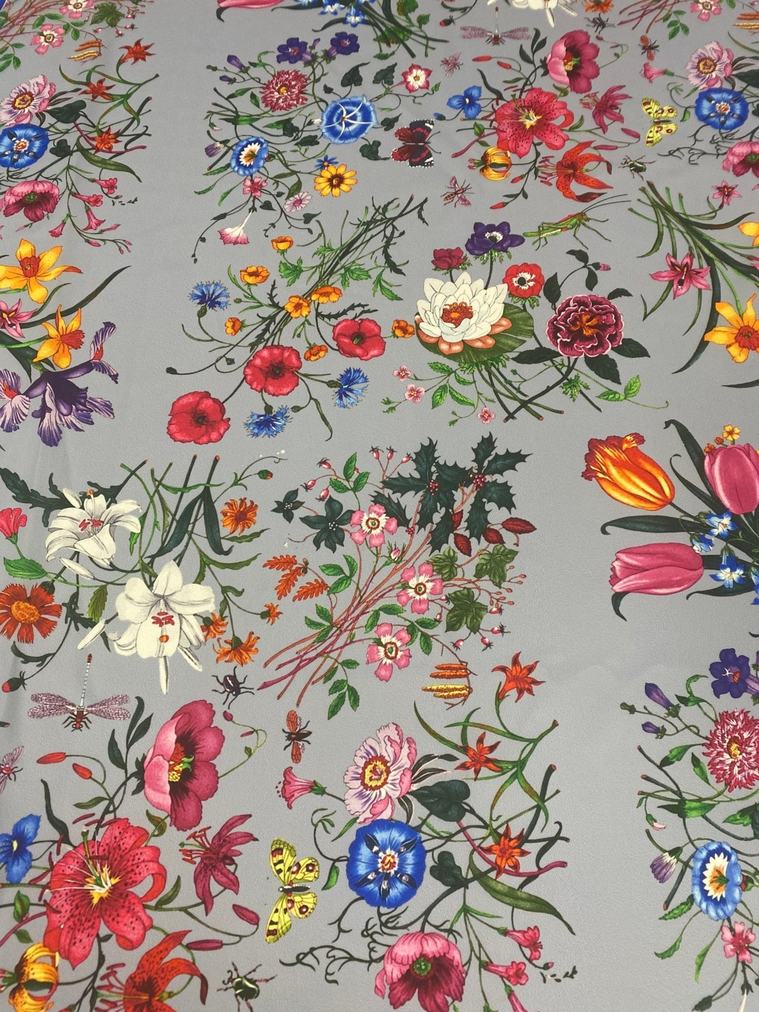 Colorful Floral Pattern on Light Grey Fabric - Whotex Online Fabric Store