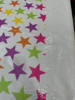 Colorful Stars Sequin Fabric, 2 - Way Stretch Sequin Fabric By The Yard - Whotex Online Fabric Store