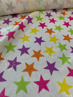 Colorful Stars Sequin Fabric, 2 - Way Stretch Sequin Fabric By The Yard - Whotex Online Fabric Store