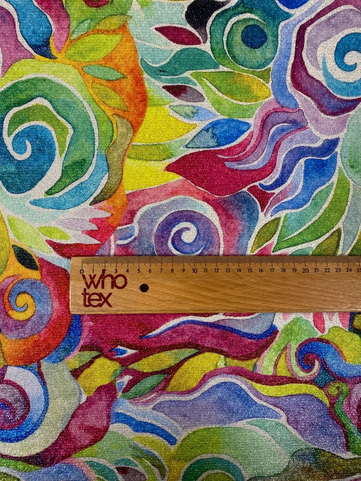 Colourful Abstract Lurex Fabric by the Metre - Whotex Fabrics London