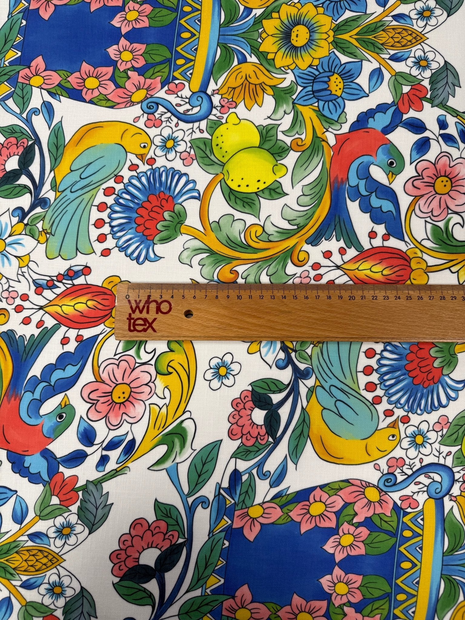 Colourful Floral Linen Fabric by the Metre - Whotex Fabrics London