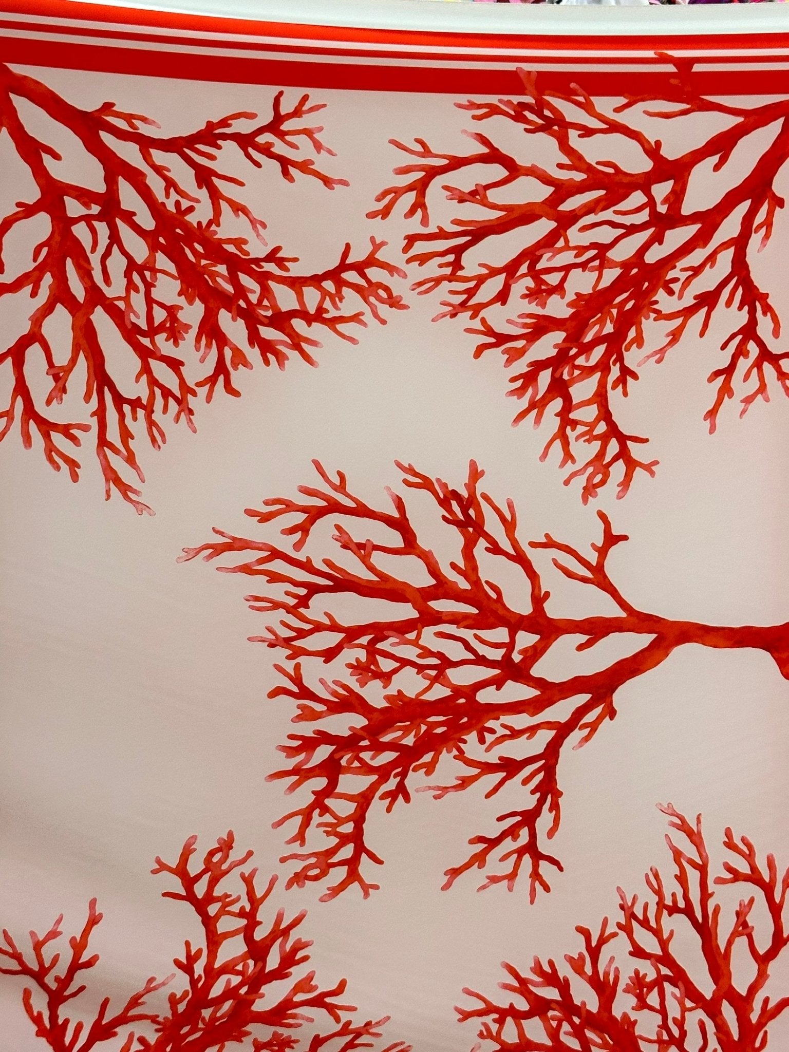 Coral pattern fabric, Red and Soft pink color Silky Crepe Fabric , Fabric by the yard, Panel Fabric 150*100cm // 1.64 * 1.09 yard - Whotex Online Fabric Store
