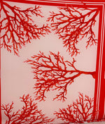 Coral pattern fabric, Red and Soft pink color Silky Crepe Fabric , Fabric by the yard, Panel Fabric 150*100cm // 1.64 * 1.09 yard - Whotex Online Fabric Store