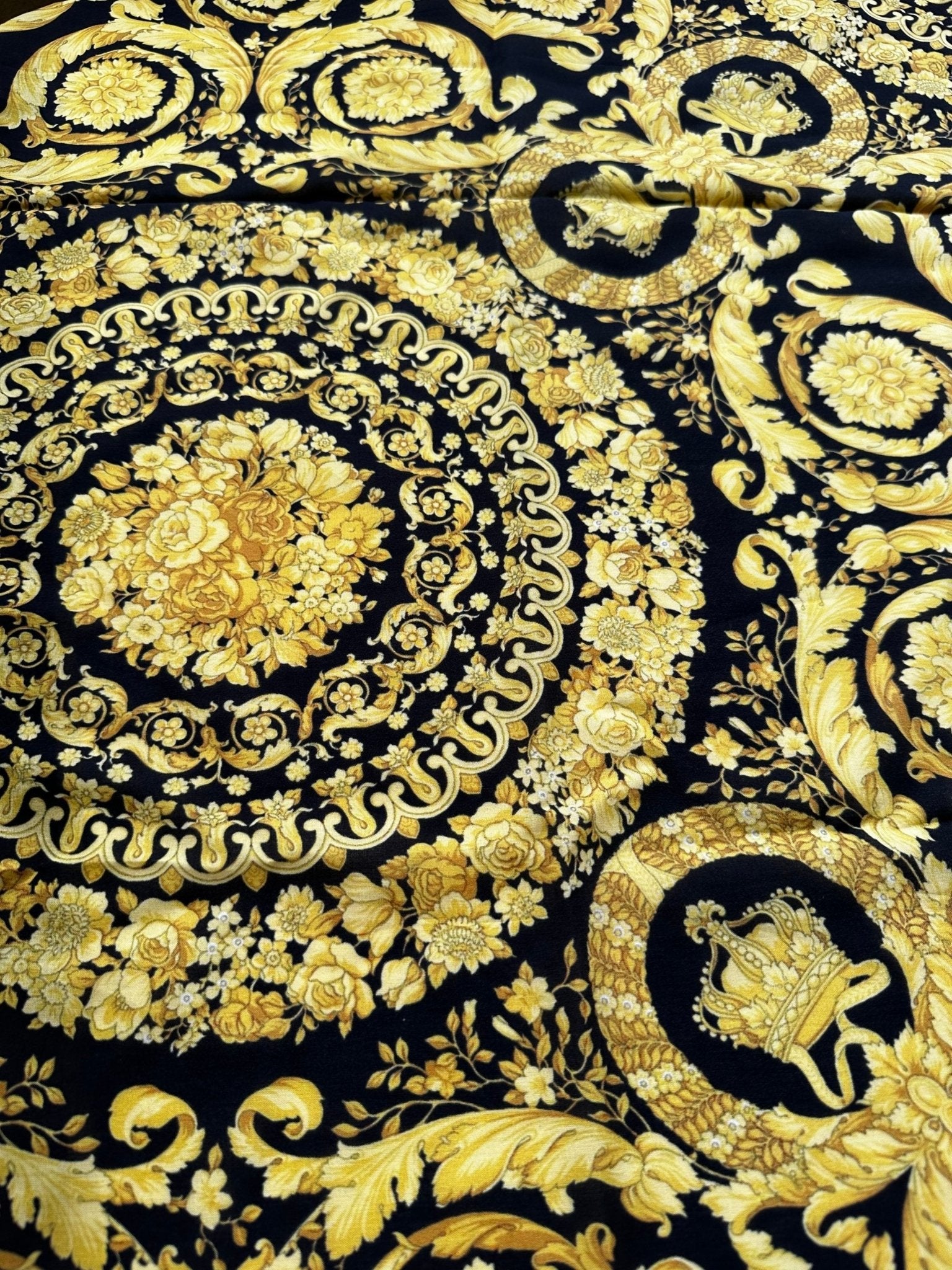 Cotton Fabric, Baroque Pattern Cotton Fabric, Black gold Swirl Pattern Fabric - Whotex