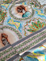 Coupon Fabric, Greek Mosaics print Silky Crepe Fabric , Fabric by the yard, Panel Fabric 150*100cm // 1.64 * 1.09 yard - Whotex Online Fabric Store
