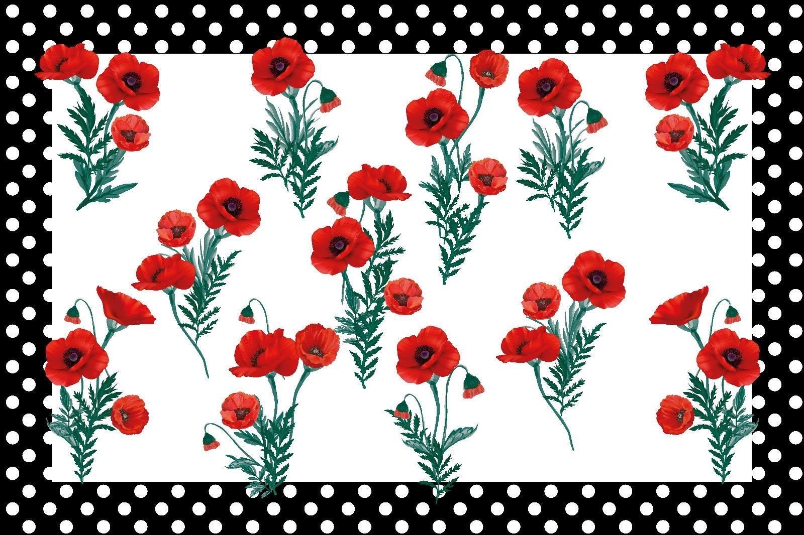 Coupon Fabric, Red Poppy flowers print Silky Crepe Fabric , Panel Fabric 150*100cm // 1.64 * 1.09 yard - Whotex