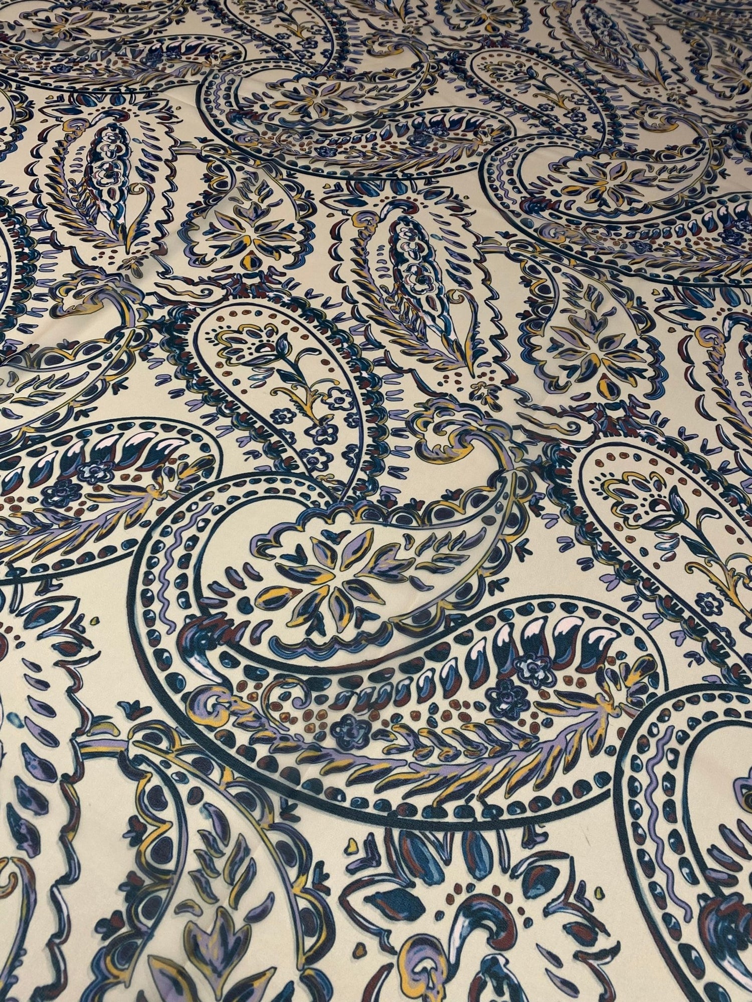 Cream Background Paisley Print Fabric - Whotex Online Fabric Store
