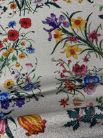Cream Floral Botanical Print Fabric by Metre - Whotex Fabrics London