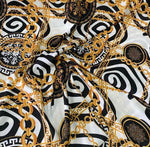 Crepe Fabric, Gold Chain White Crepe Fabric, Greek key pattern Fabric - Whotex Online Fabric Store