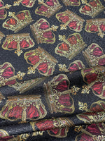 Crown Motif Glitter Lurex Fabric by the Metre - Whotex Fabrics London