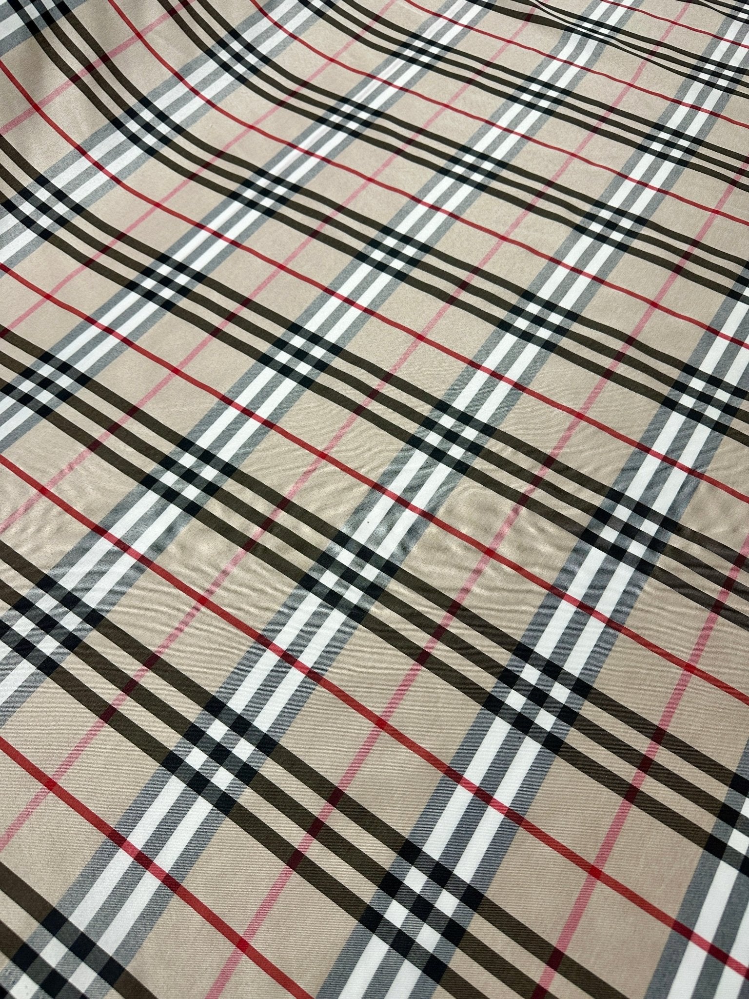 Double Sided Beige Plaid Tartan, Poplin Cotton Fabric - Whotex