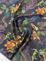 Dragon & Floral Print Crepe Fabric by the Metre – Bold Design - Whotex Fabrics London
