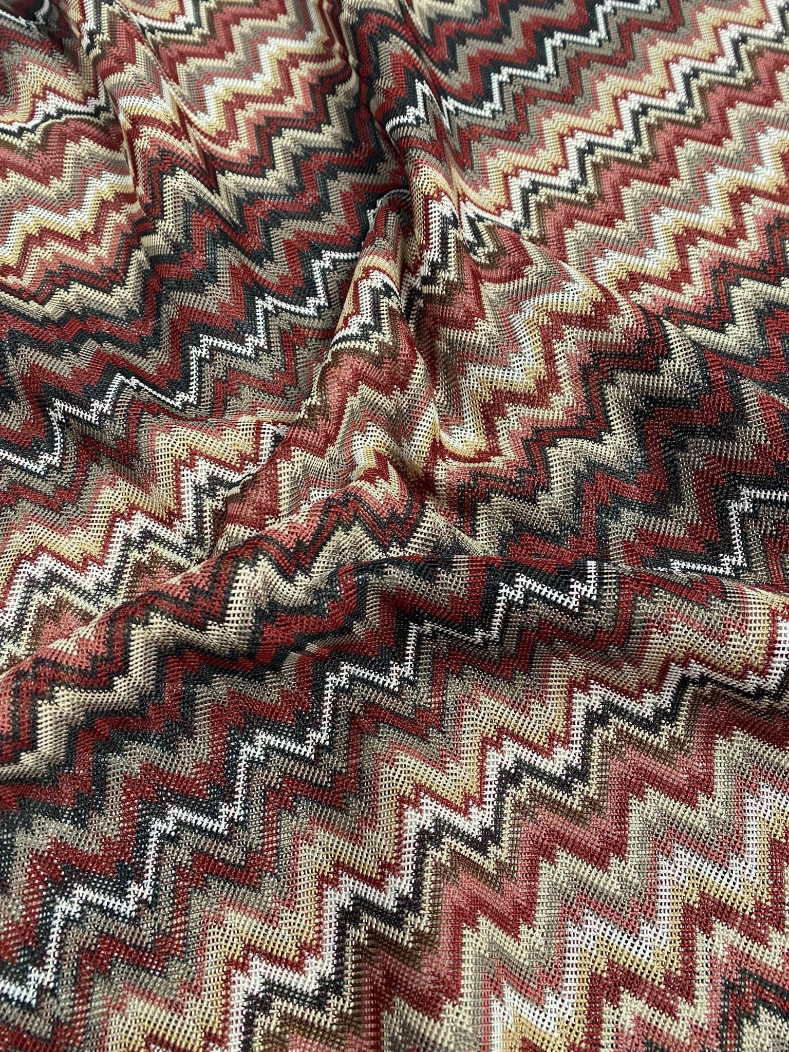 Earth Tone Zigzag Woven Mesh Fabric - Whotex Online Fabric Store