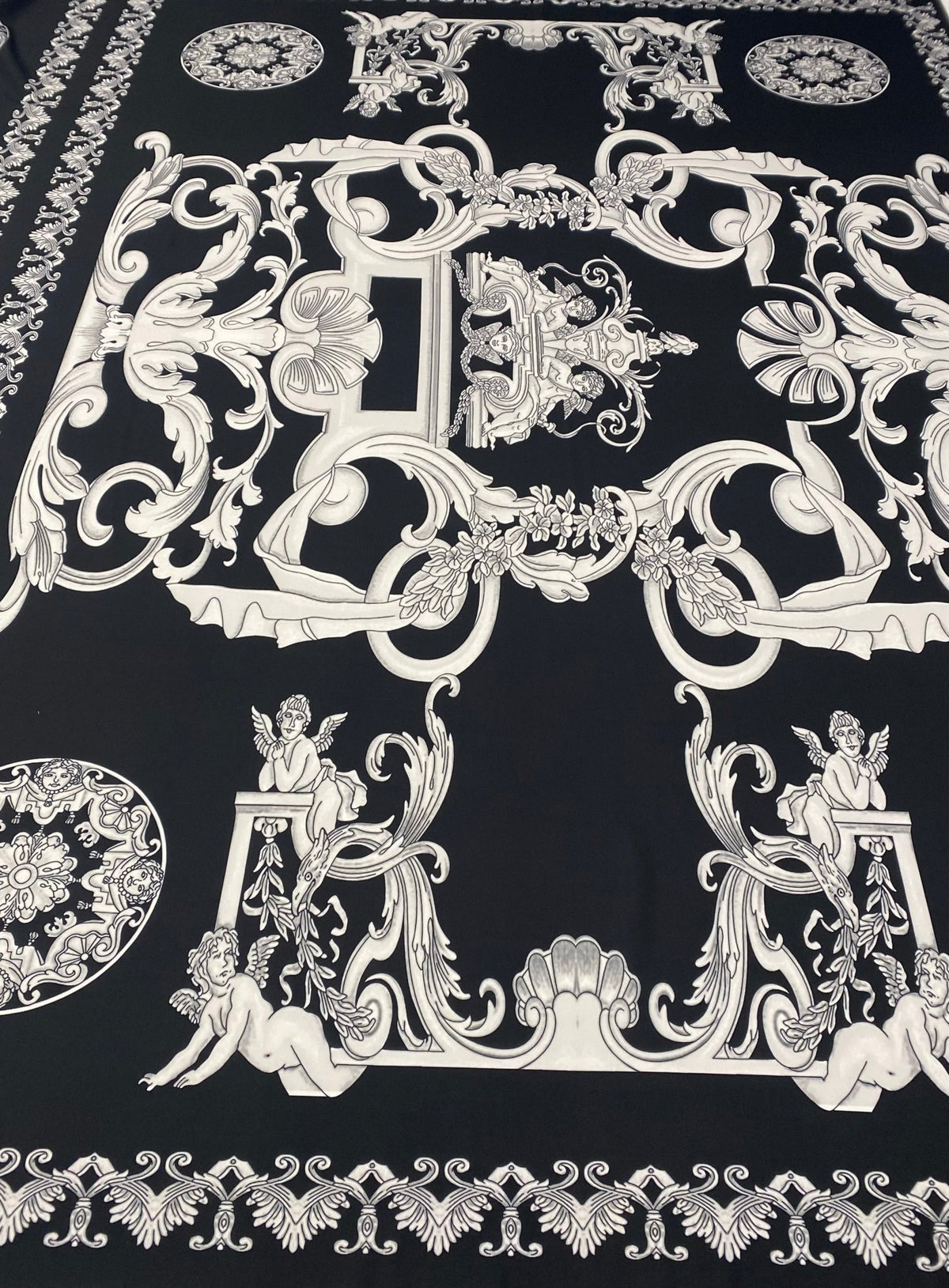 Elegant Black and White Baroque Fabric - Whotex Fabrics London