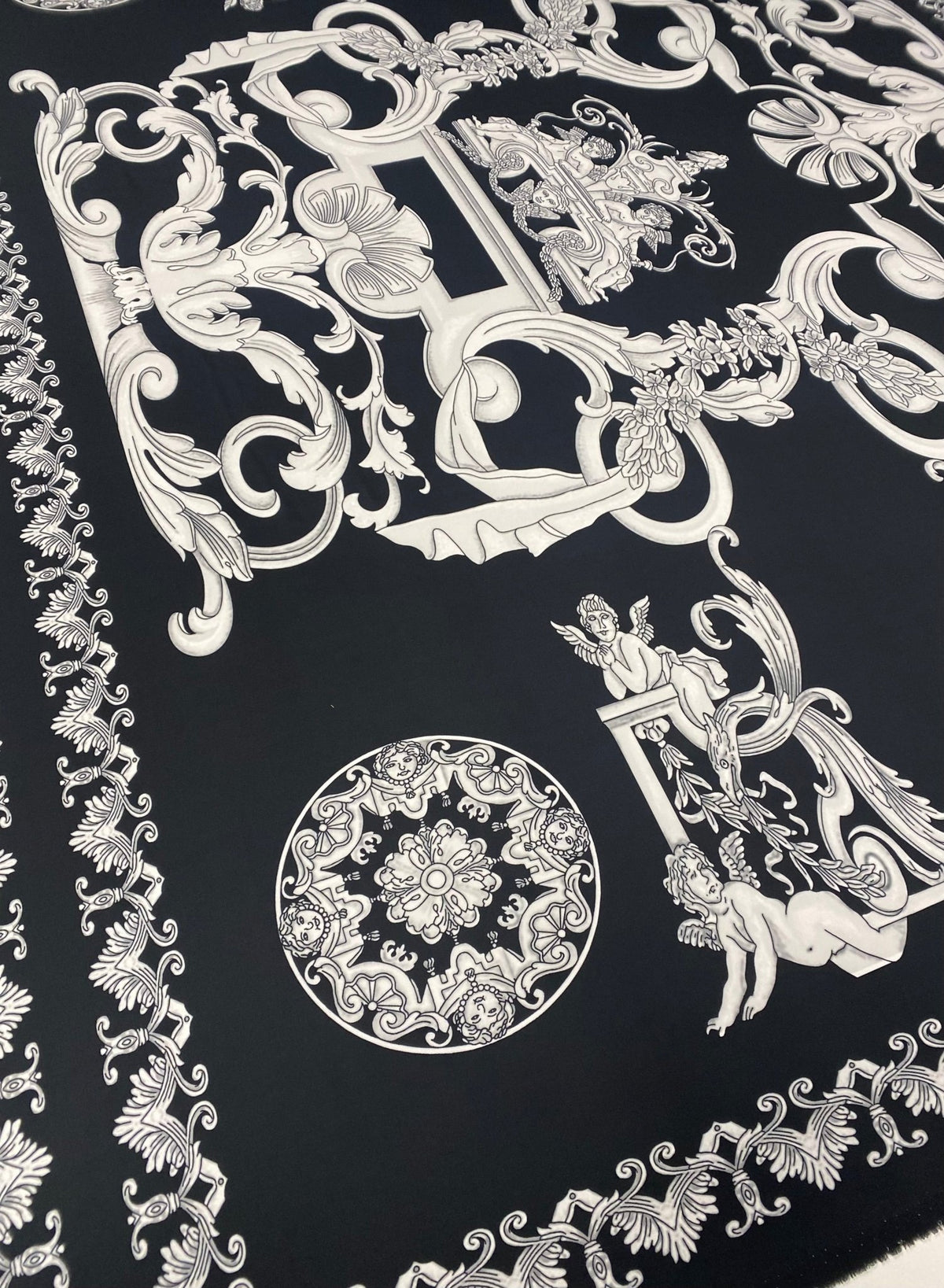 Elegant Black and White Baroque Fabric - Whotex Fabrics London
