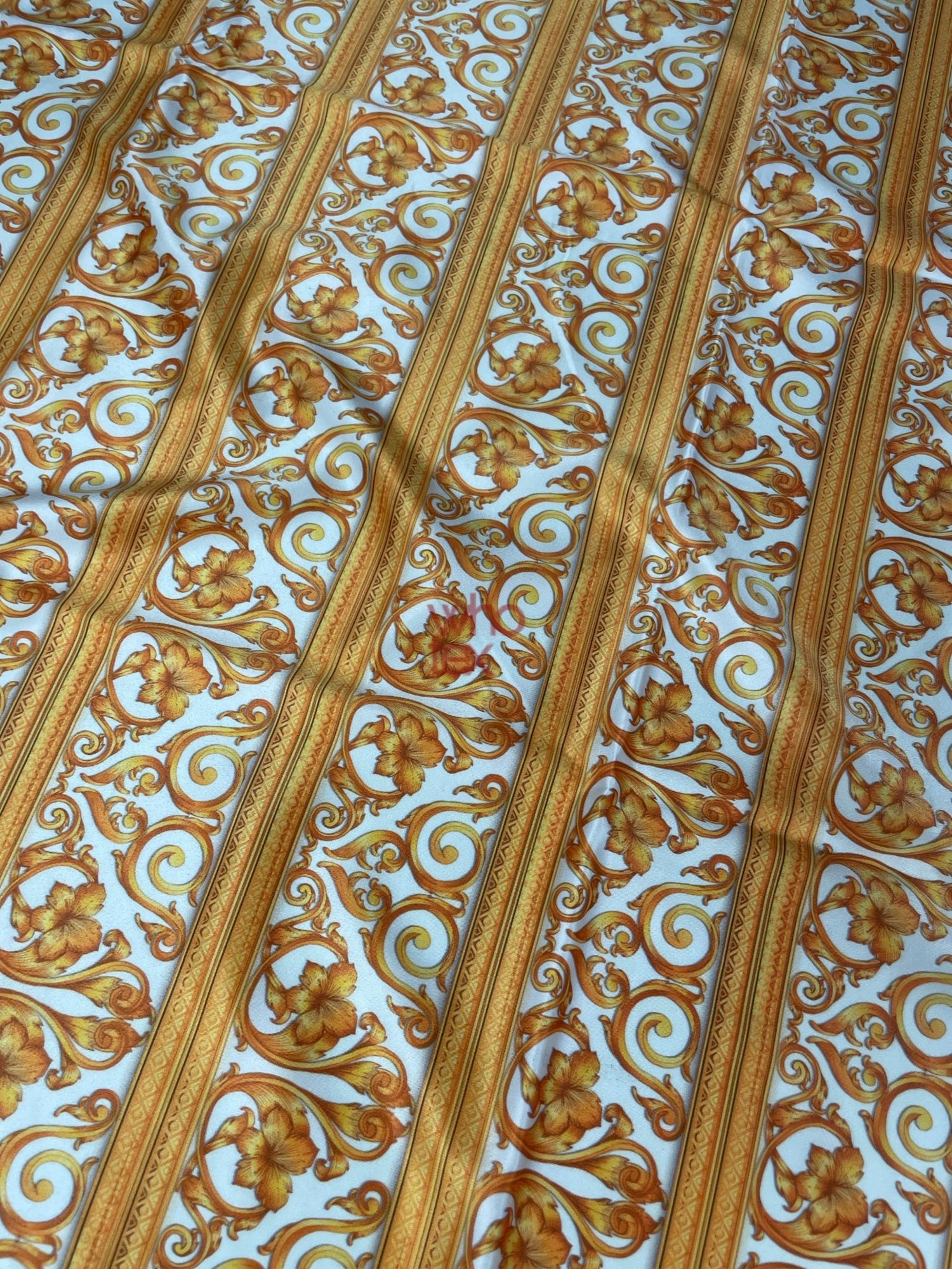 Elegant Gold Baroque Fabric with Floral and Scroll Patterns – Classic Ornamental Fabric - Whotex Online Fabric Store