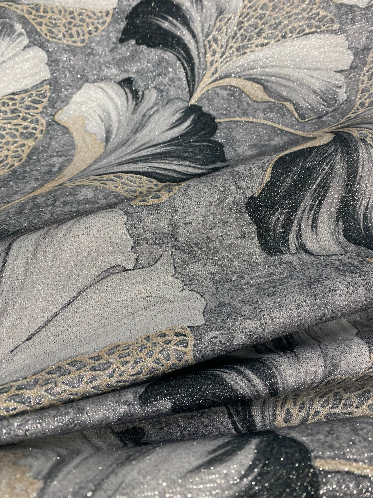 Elegant Gold Vein Botanical Fabric by Metre - Whotex Fabrics London