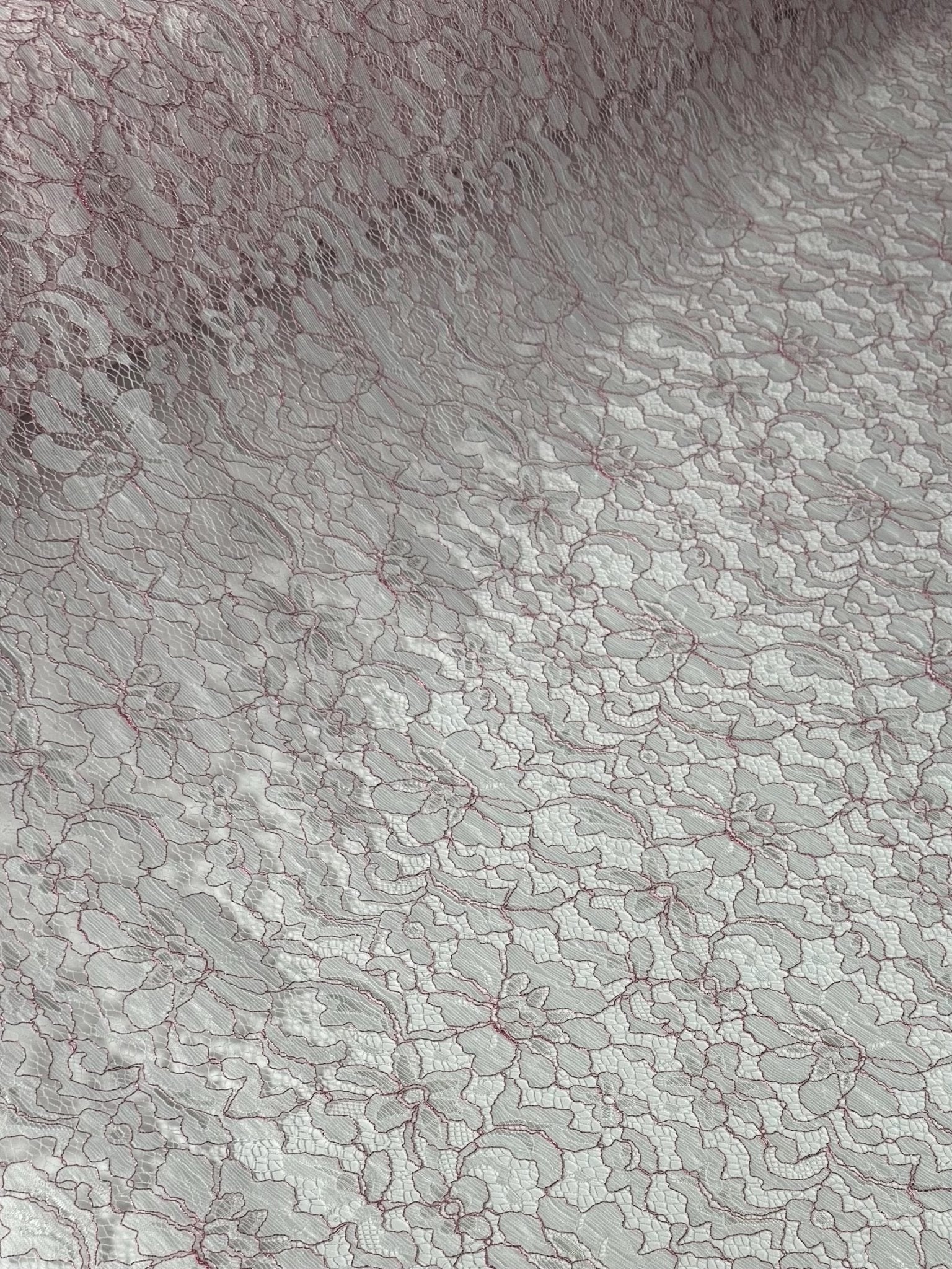 Elegant Lace Embroidered Fabric - Classic White & Pink Design By The Yard - Whotex Online Fabric Store