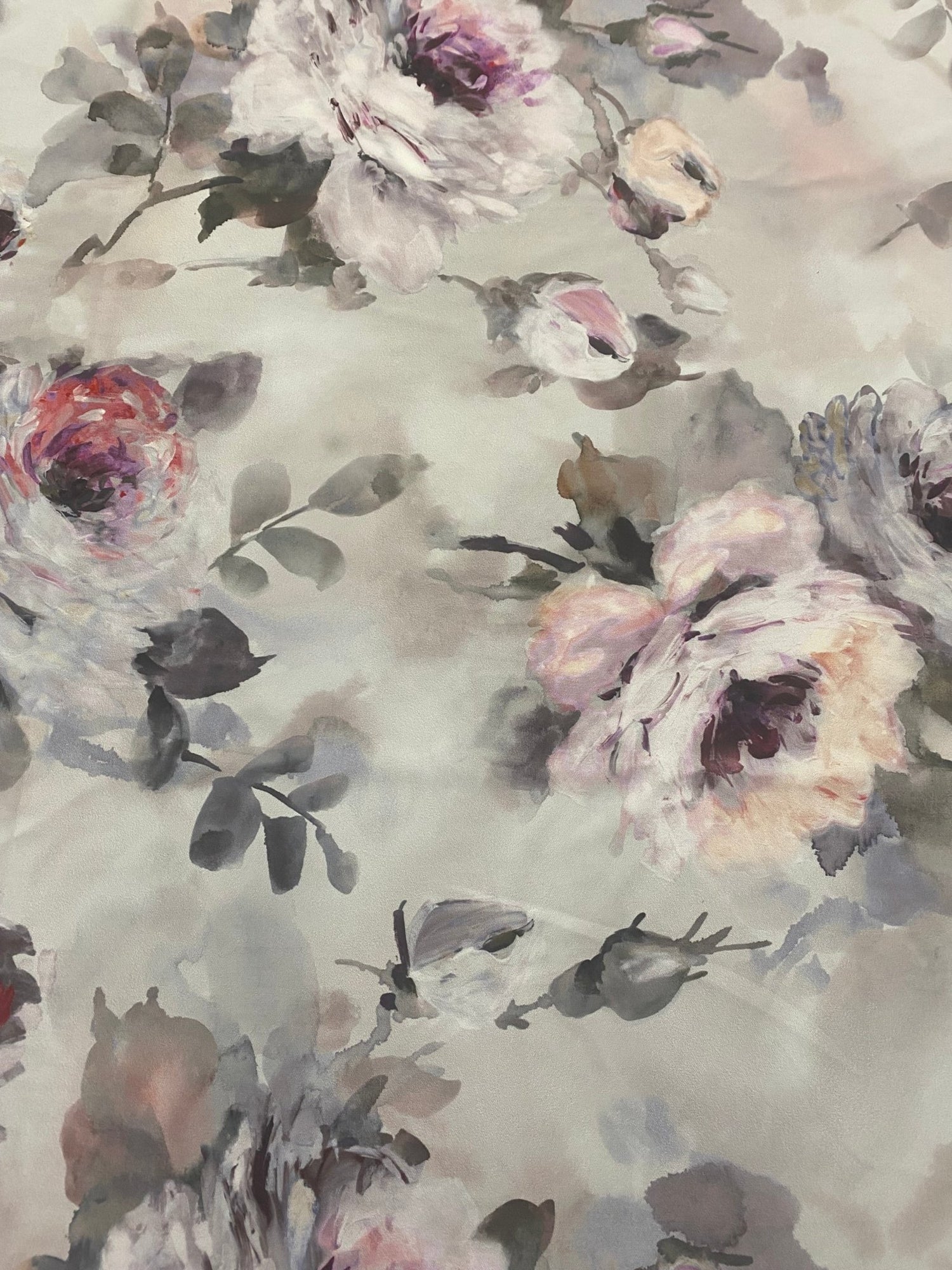 Elegant Watercolor Floral Fabric – Soft Rose and Peony Print on Light Background - Whotex Online Fabric Store