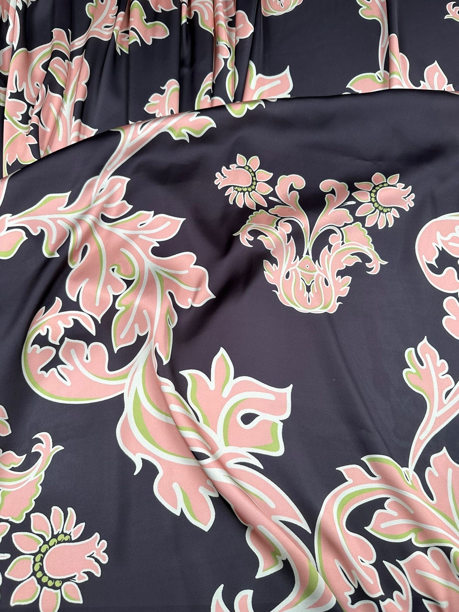 Ethnic Baroque Pattern fabric, Silky Satin Fabric, - Whotex