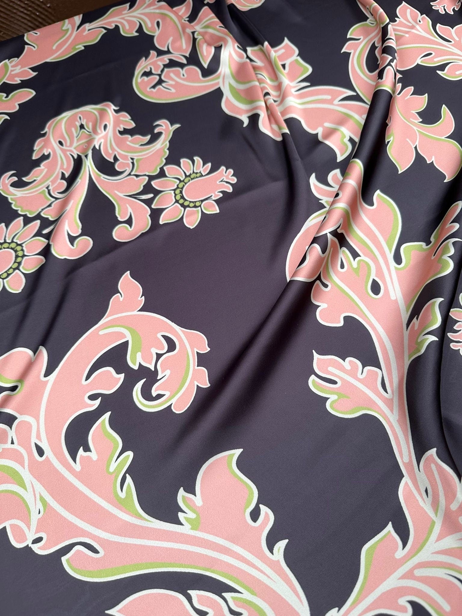 Ethnic Baroque Pattern fabric, Silky Satin Fabric, - Whotex