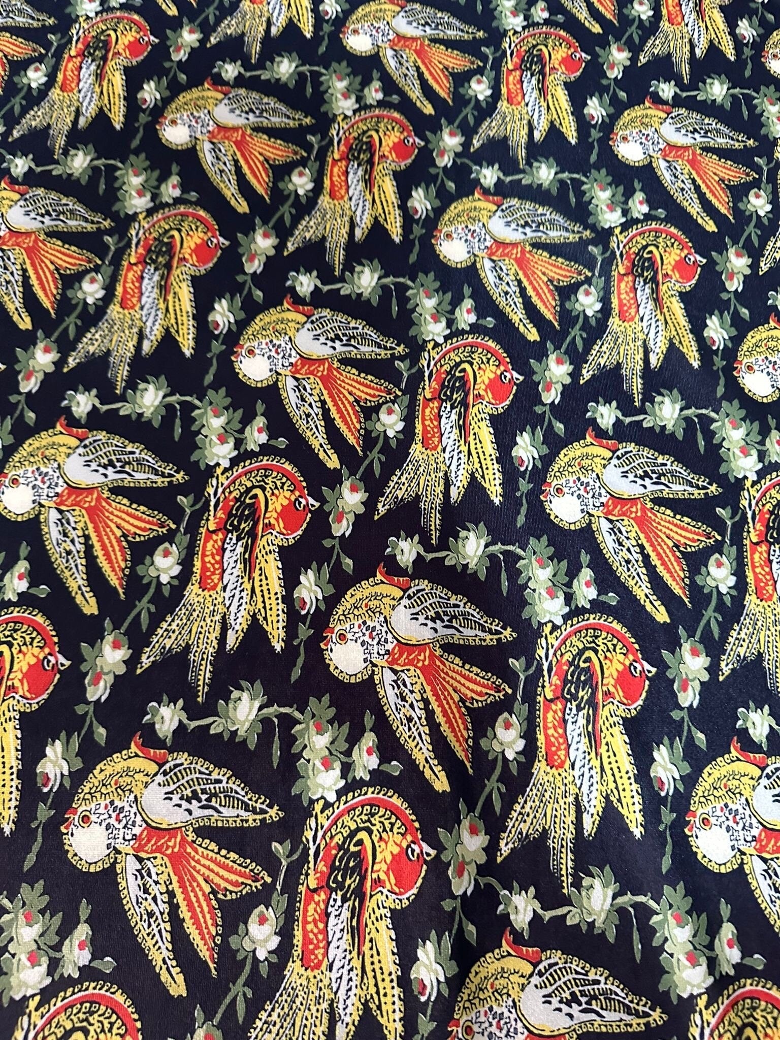 Ethnic Bird Pattern Stretch Velvet Fabric - Whotex