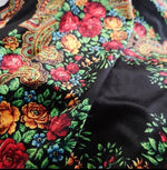 Ethnic Floral Pattern Black Fabric, dress fabric, dress velvet, luxury fabric, high quality - Whotex Online Fabric Store