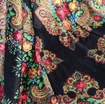 Ethnic Floral Pattern Black Fabric, dress fabric, dress velvet, luxury fabric, high quality - Whotex Online Fabric Store