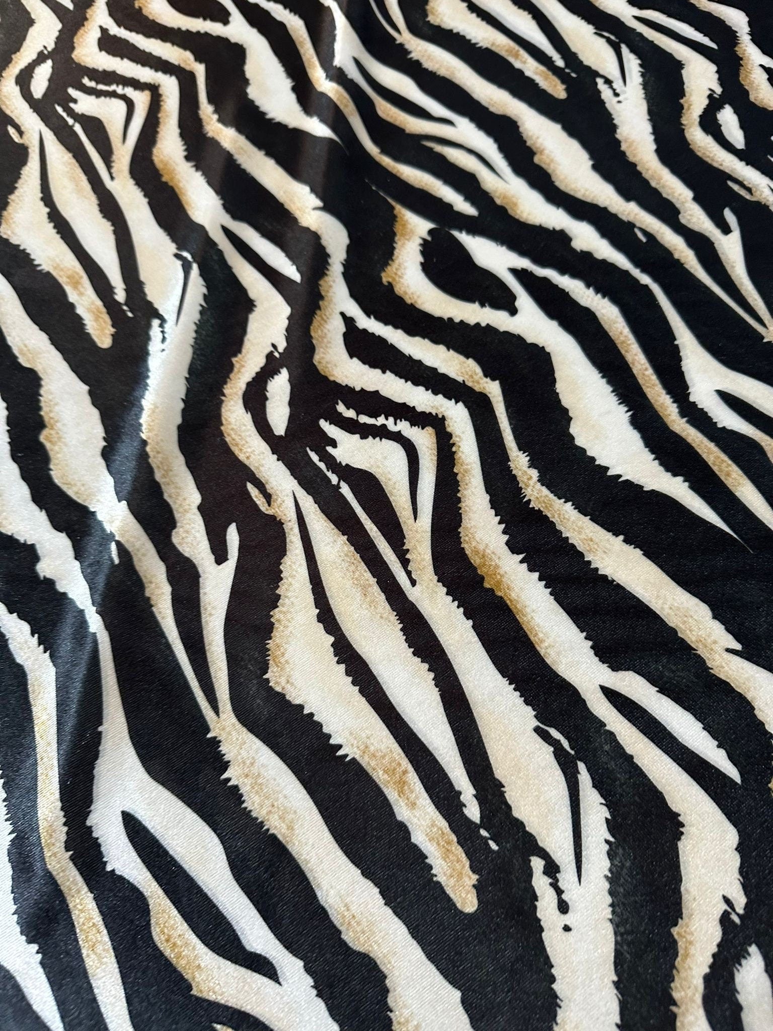 Exotic Animal Pattern fabric, Black Beige color Fabric, Silky Satin - Silky crepe - Stretch Velvet - Whotex