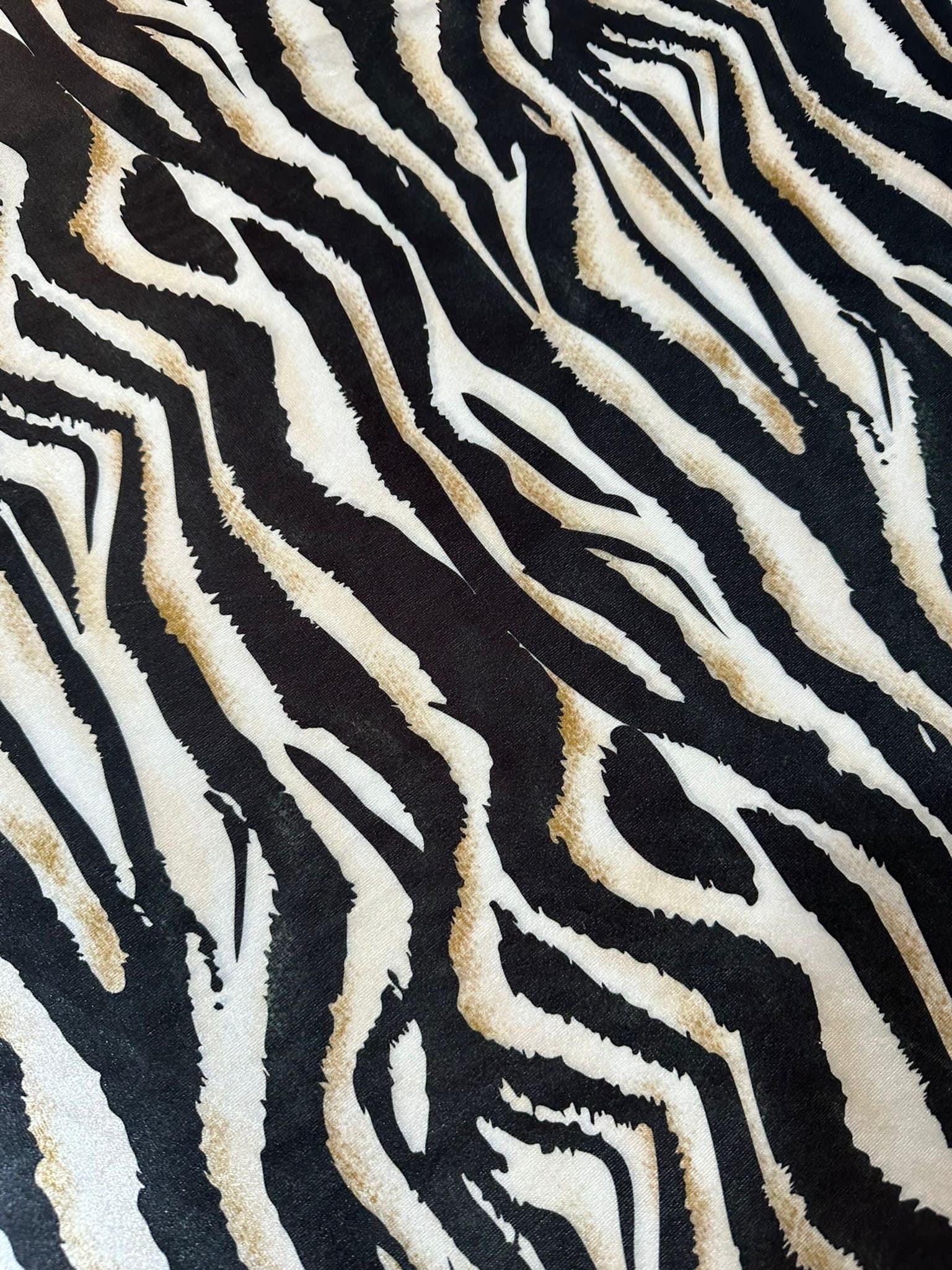 Exotic Animal Pattern fabric, Black Beige color Fabric, Silky Satin - Silky crepe - Stretch Velvet - Whotex