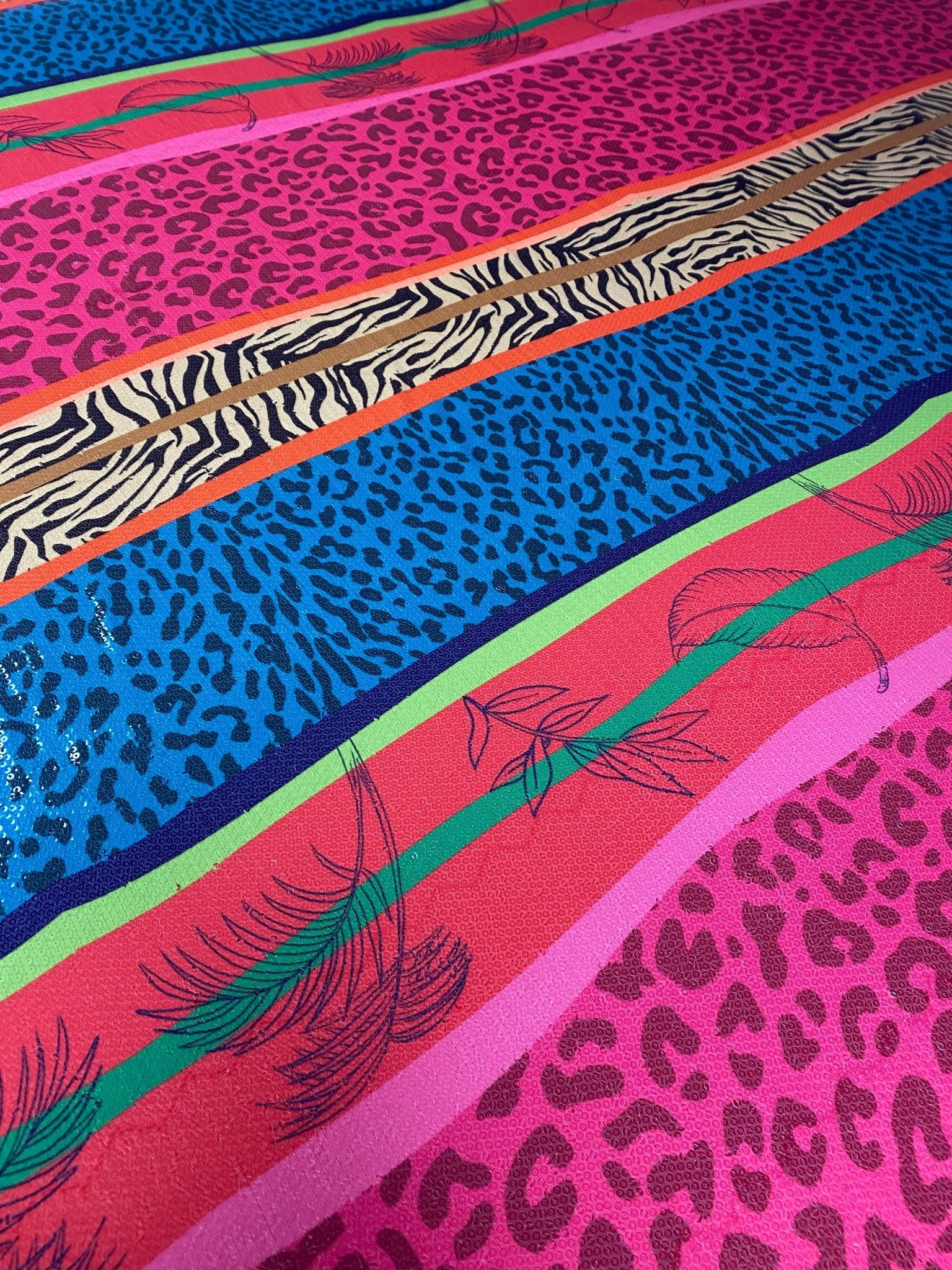 Exotic Animal Print Sequin Fabric, 2 - Way Stretch Sequin Fabric By The Yard - Whotex Online Fabric Store