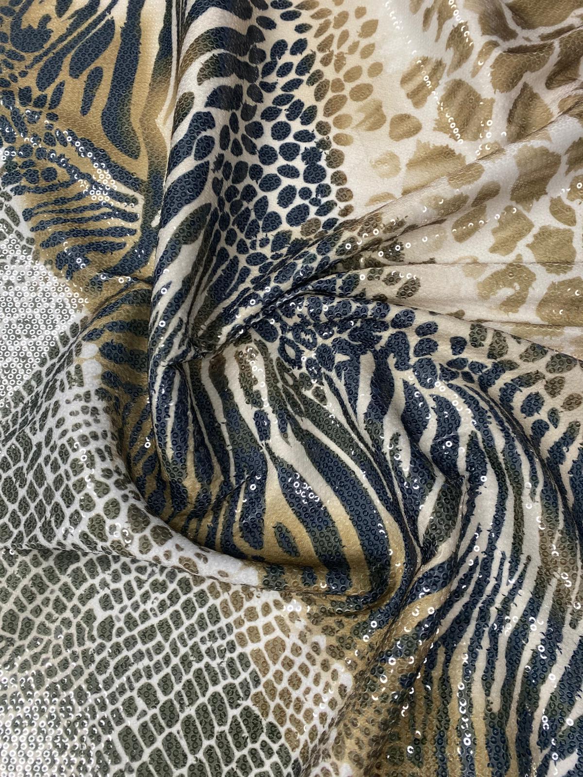 Exotic Animal Print Sequin Fabric by the Metre - Whotex Fabrics London