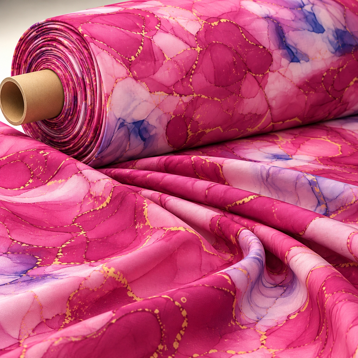 Pink Marble Effect Fabric by Metre