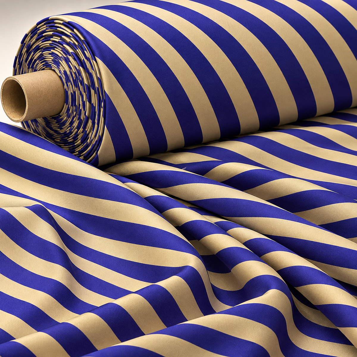 Navy Blue Stripe Fabric – Classic Diagonal Design