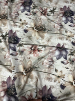 Floral Elegance Soft Satin Fabric - Vintage Botanical Print Fabric By The Yard - Whotex Online Fabric Store