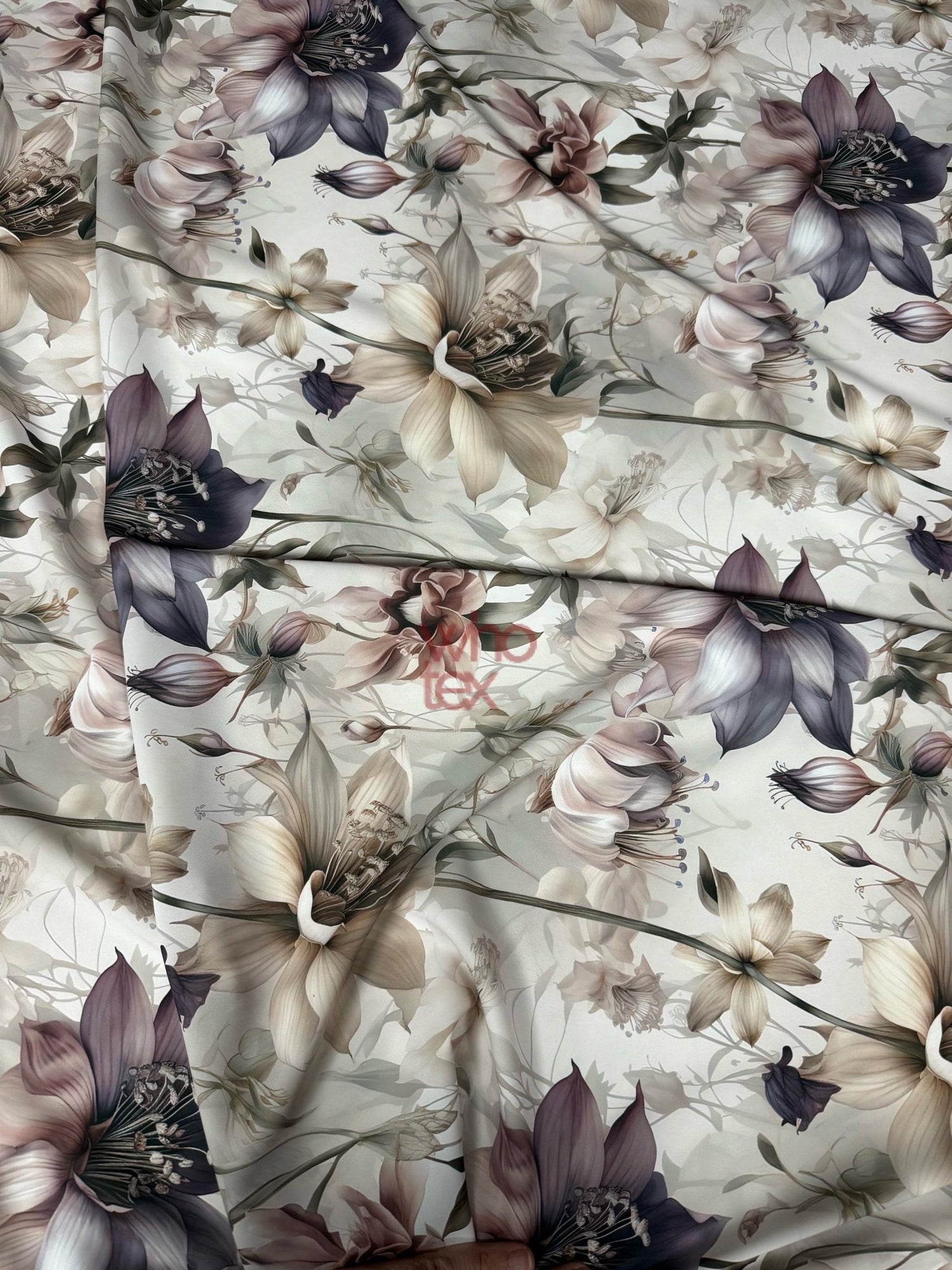 Floral Elegance Soft Satin Fabric - Vintage Botanical Print Fabric By The Yard - Whotex Online Fabric Store