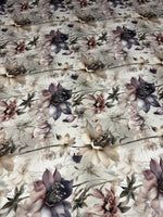 Floral Elegance Soft Satin Fabric - Vintage Botanical Print Fabric By The Yard - Whotex Online Fabric Store
