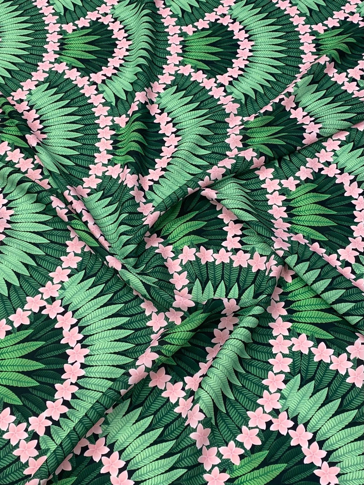 Floral Leaf Pattern Crepe Fabric by Metre - Whotex Fabrics London