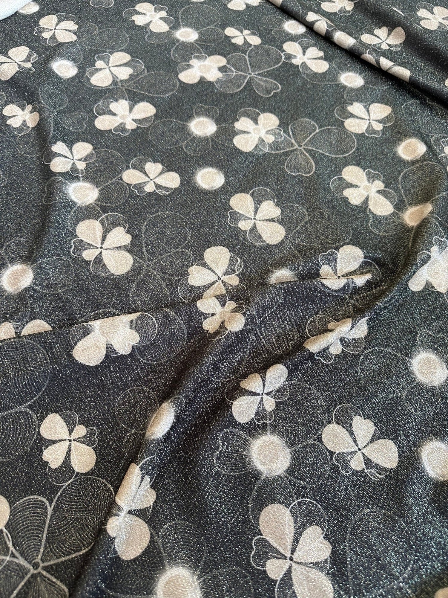 Floral pattern Gold Lurex Fabric, Glitter Knited 4 - way Strecth - Whotex Online Fabric Store
