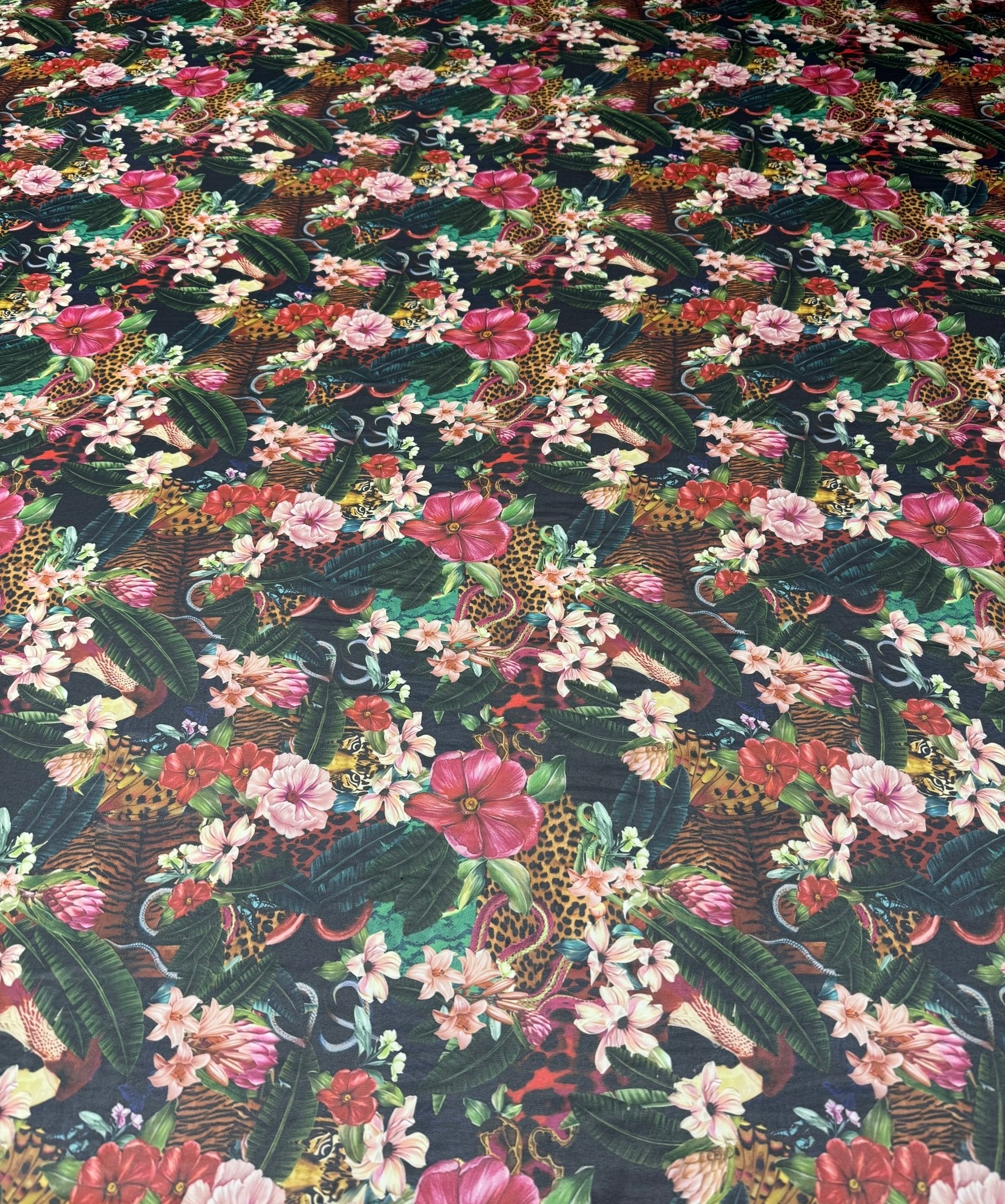 Floral Tropical Print Chiffon Fabric by the Metre - Whotex Fabrics London