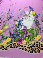 Flowers Pattern Fabric, Rabbit Print Fabric, Pink Design - Whotex Online Fabric Store
