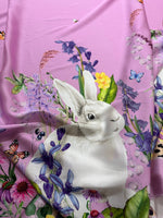 Flowers Pattern Fabric, Rabbit Print Fabric, Pink Design - Whotex Online Fabric Store