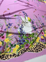 Flowers Pattern Fabric, Rabbit Print Fabric, Pink Design - Whotex Online Fabric Store