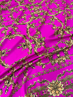 Fuchsia Color, Baroque Pattern Fabric By The Yard - Whotex Online Fabric Store