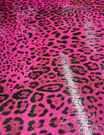 Fushia Leopard Sequin Fabric, 2 - Way Stretch Sequin Fabric By The Yard - Whotex Online Fabric Store