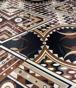 Geometric Art Deco Fabric – Brown Beige Retro Pattern by the Metre - Whotex Fabrics London