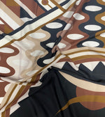 Geometric Art Deco Fabric – Brown Beige Retro Pattern by the Metre - Whotex Fabrics London